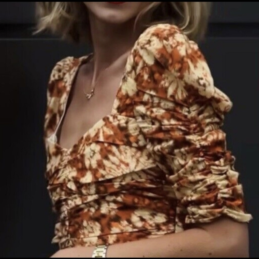 ZARA boho Ruched  cropped top